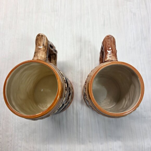 Vintage German Style Beer Stein Men Drinking Small Porcelain Mugs Set of 2 - Picture 2 of 8